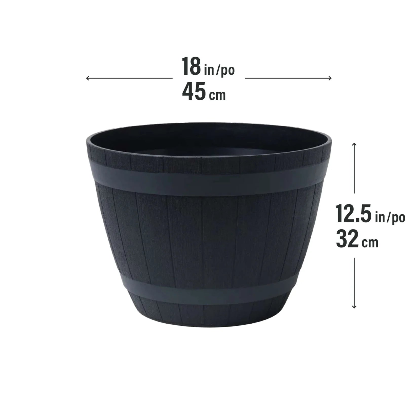 18-Inch Wine Barrel Planter Size Dimensions