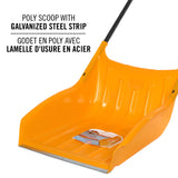 Sleigh shovel, 22" poly blade, steel wear strip - 81662