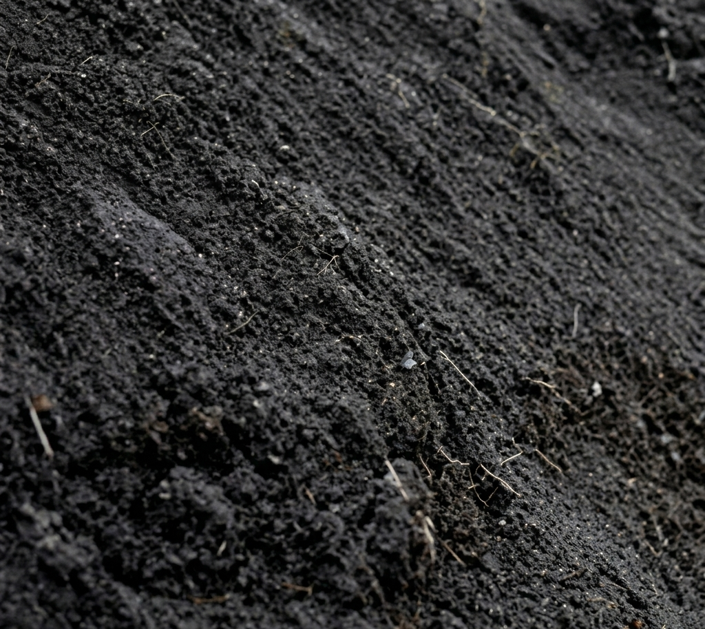 Close-up of dark top soil texture