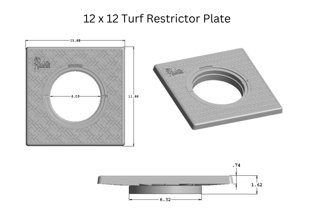 Turf Restrictor Plate & Solid Cover 12x12 Inch with 6 Inch Solid Cover