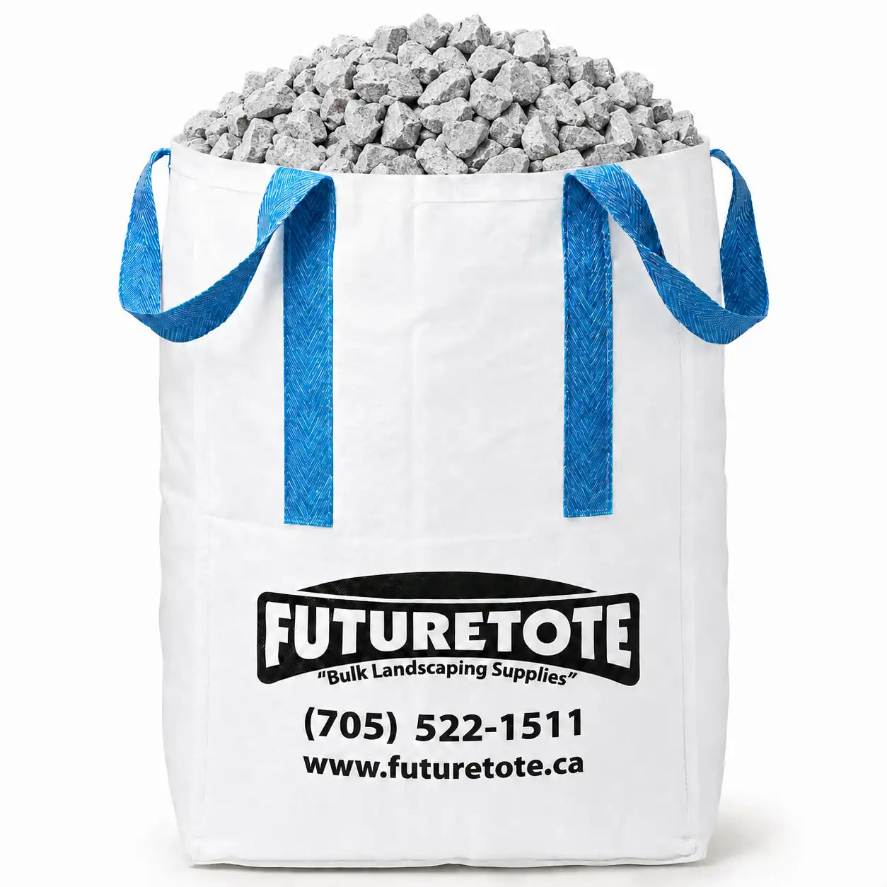 3/4 Clear Stone in a totebag from futurescape landscaping