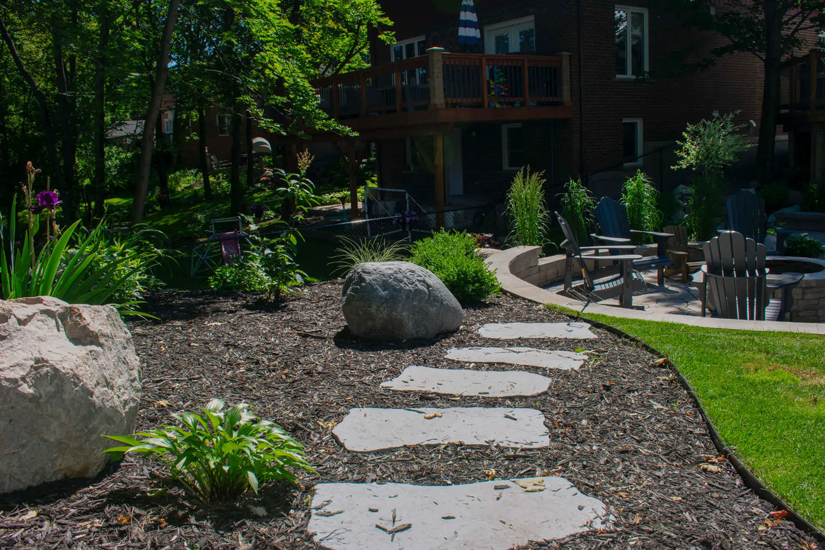 Natural stone patio and walkway