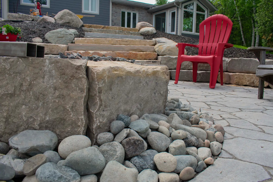 Custom natural stone landscape feature