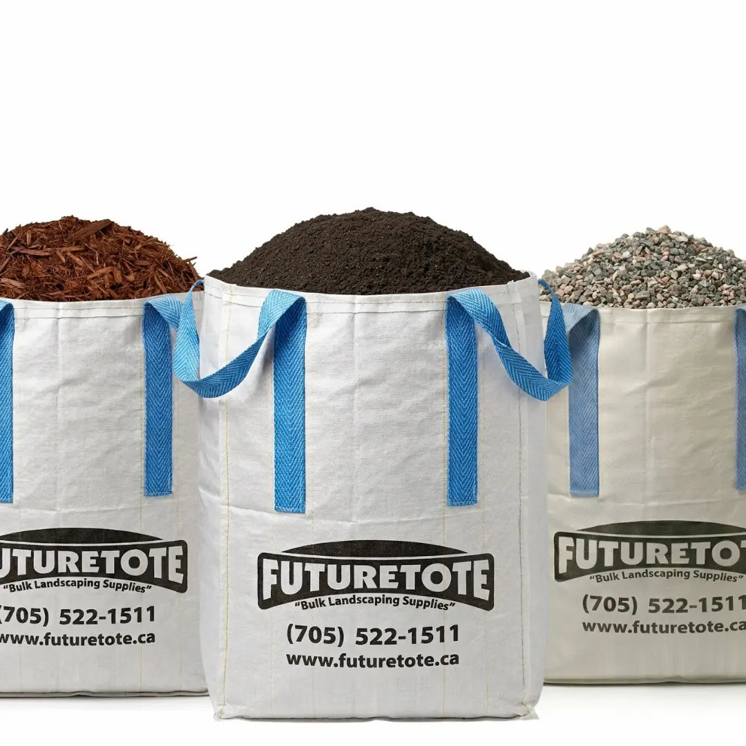 Futuretote bags with top soil & red mulch